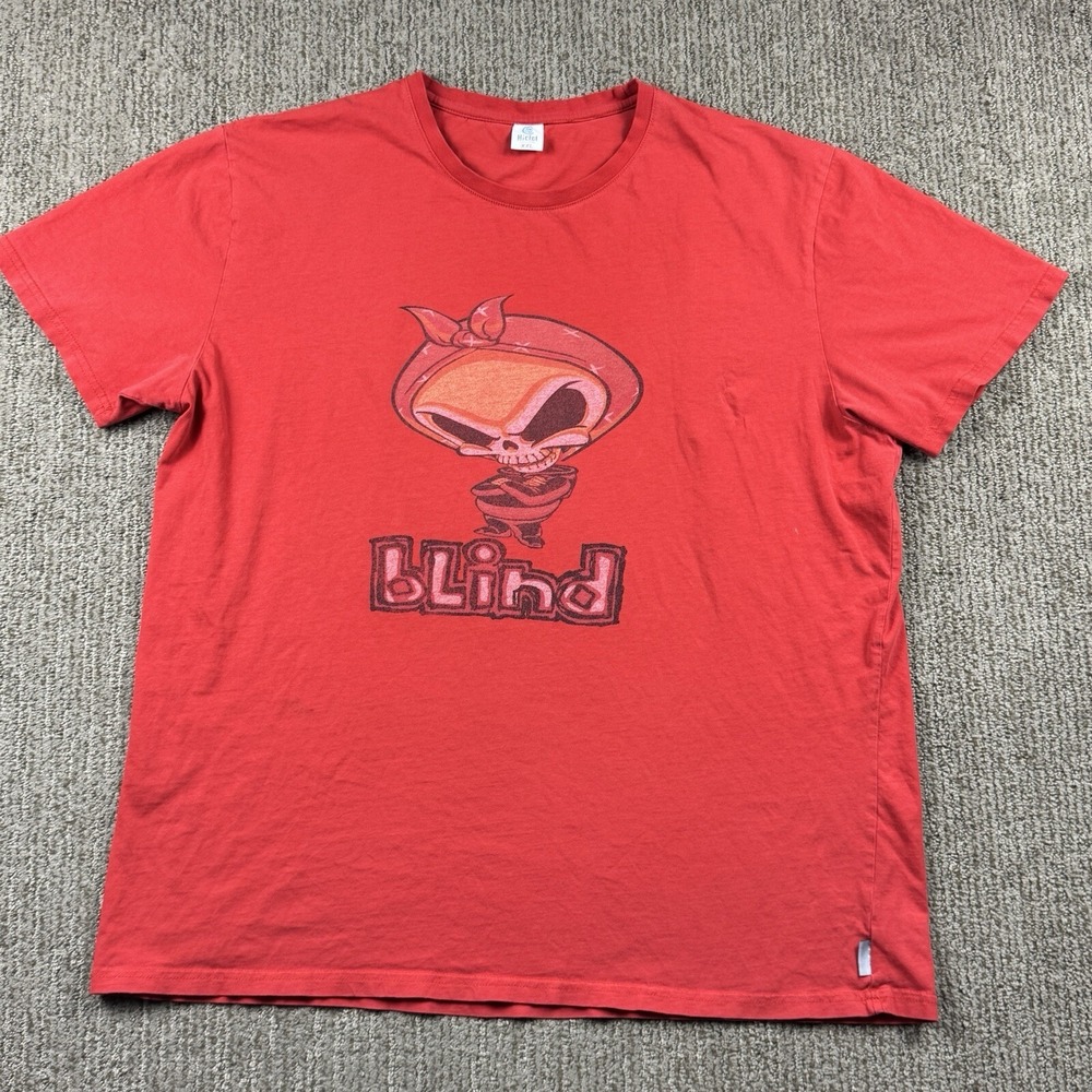 VTG Hiclol Mens XL Blind Skateboards T-Shirt Short Sleeve Reaper Red Y2K 90s